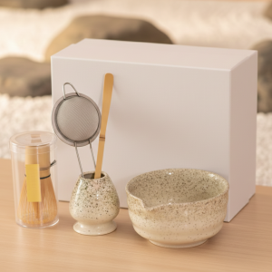 Matcha by NuNu Ceremony Set – Ceramic Bowl & Bamboo Whisk Off-White Earthy